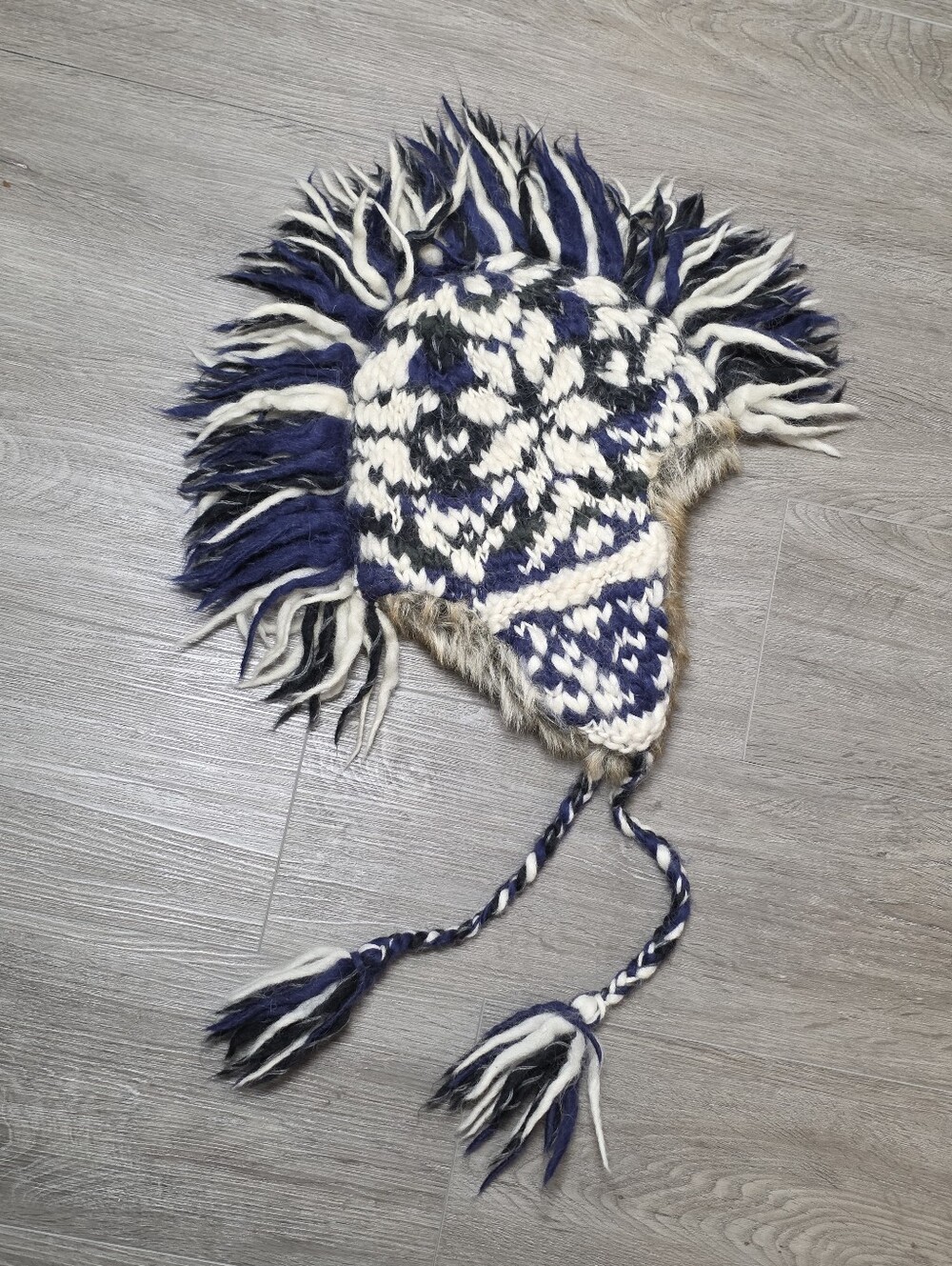 NWT Y2K Vintage American Eagle Trapper Hat One Sz Fair Isle Mohawk Wool Alpaca